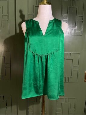 J. Crew Emerald Green Satin Sleeveless Blouse